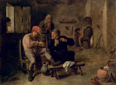 Taveernescène, of De dorpsviolist, 1634-8 door Adriaen Brouwer